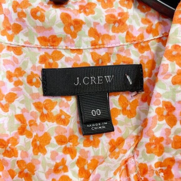 J. Crew Floral Novelty Print Collared Long Sleeve Button Down Shirt Blouse Sz 00 - Picture 3 of 6